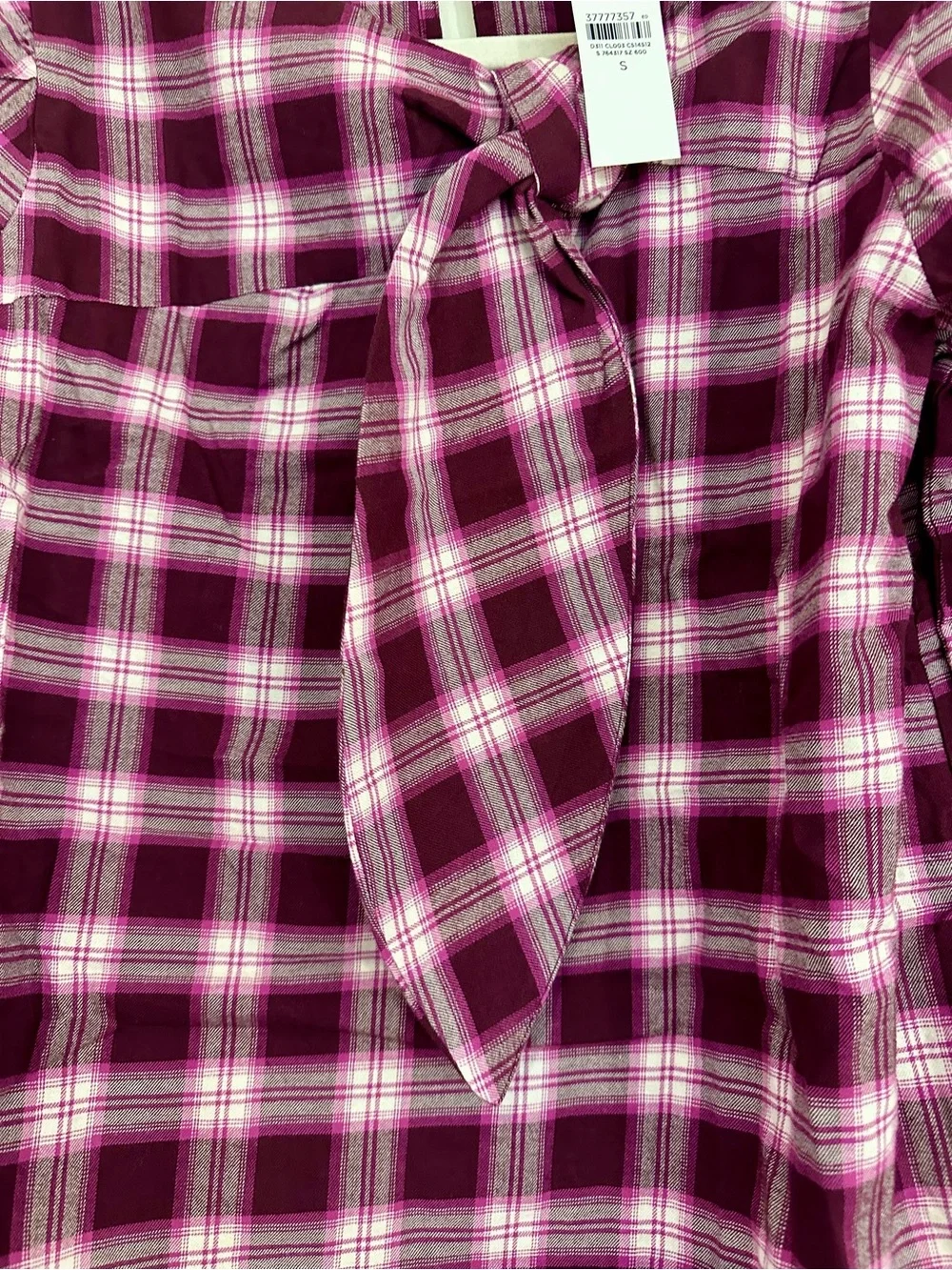 LOFT Plaid Flannel Knotted Blouse